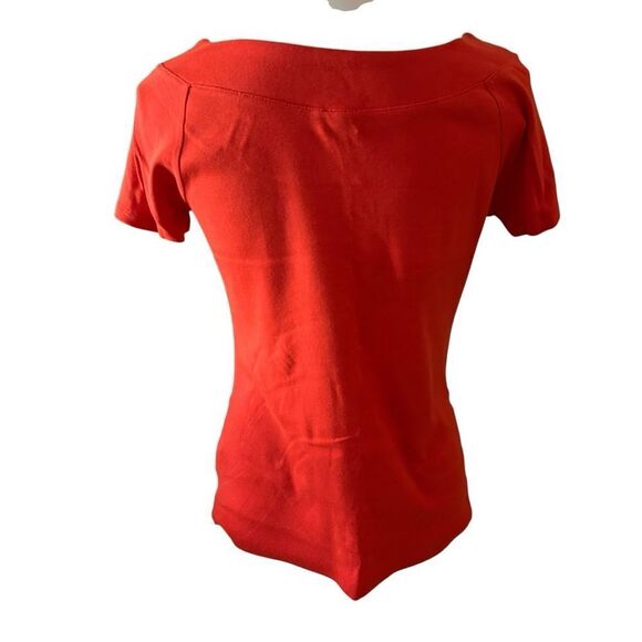 Rafaella Short Sleeve Red Cotton Top Size Small - Picture 4 of 5